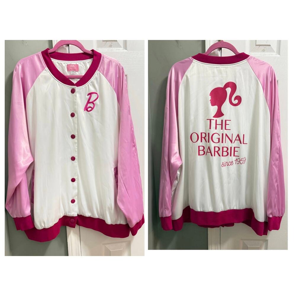 Unique Vintage x Barbie‎ Plus Size 5X (26) Satin Pin Up Retro Bomber Jacket New
